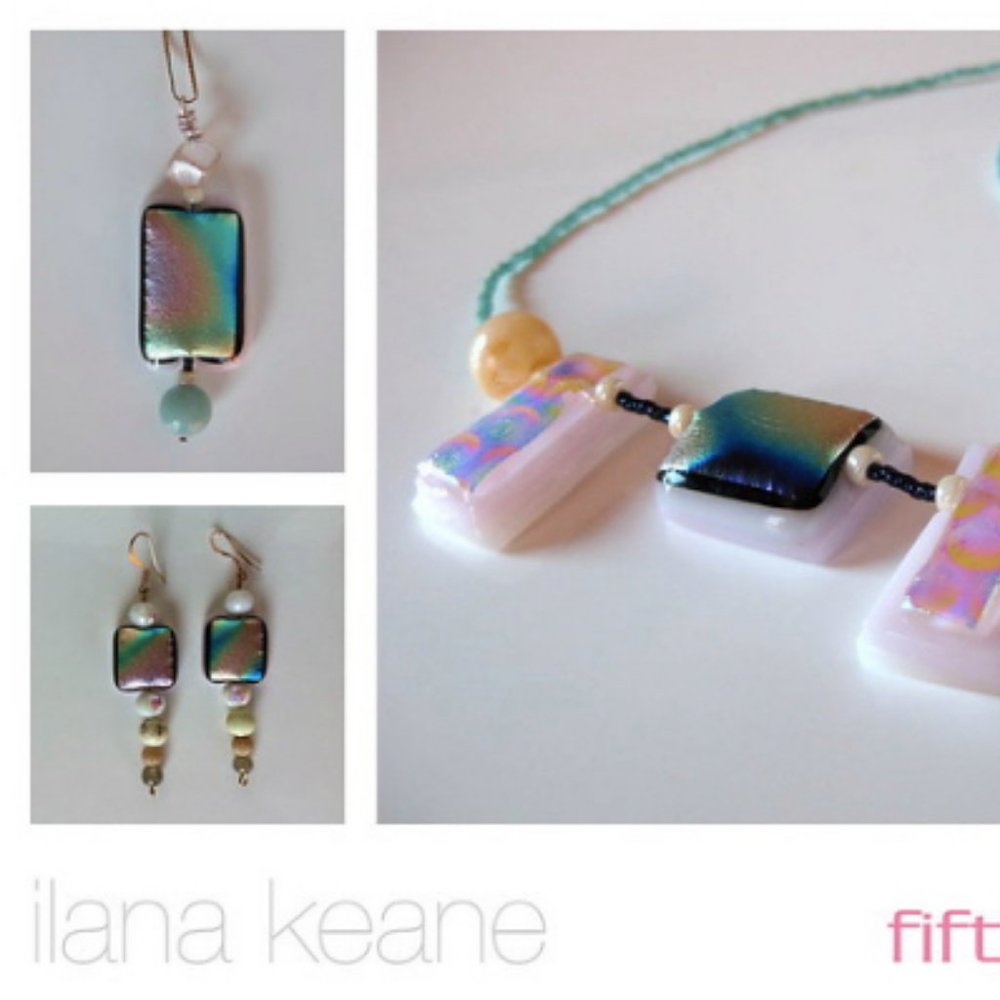 "Earth Angel" necklace- handmade dichroic glass and vintage beads. One of a kind - Picture 4 of 6